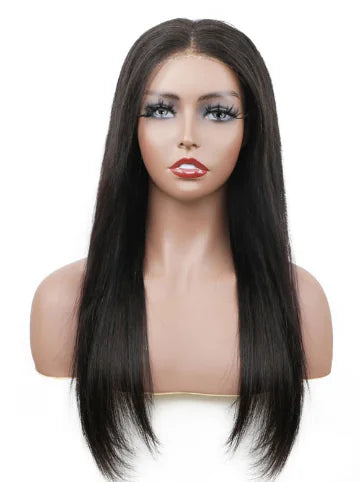 Synthetic Lace Front Black Straight Wig, Real Hair Wig