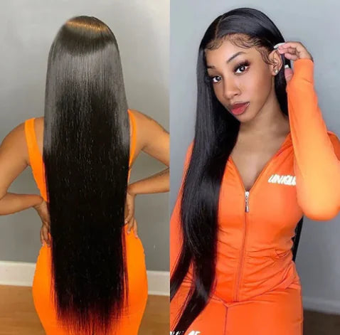 Synthetic Lace Front Black Straight Wig, Real Hair Wig