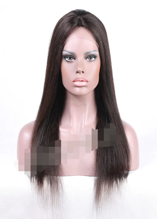 Synthetic Lace Front Black Straight Wig, Real Hair Wig